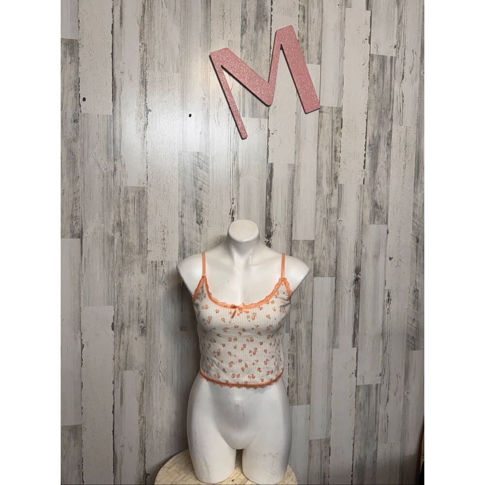 Forever 21 Floral Lace Trim Camisole Crop Top Size M